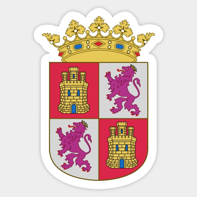 Coat of arms of Castile and León Sticker by Wickedcartoons